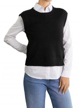 Gilet tinta unita girocollo 